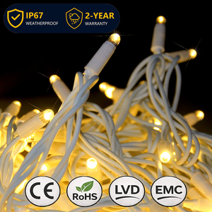 Guirnalda de Luces LED IP67 de Alta Resistencia, 10 Metros, <span class=keywords><strong>100</strong></span> LED, CRI90, Cable de Goma de Alta Fidelidad, Blanco Cálido 3000K, para Navidad, Exteriores, Comercios y Jardines - Product Image 1