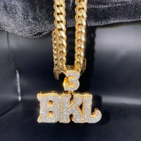 Bijoux Hip Hop pour Hommes Chaîne Cubaine Miami Personnalisée avec Nom Initiale Fermoir Argent Sterling 925 Diamant Moissanite VVS Pendentif
