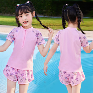Cartoon Unicorn Split <strong>Swimsuit</strong> for <strong>Girls</strong> 2-6 Years Polyester Material Comfortable Neck Hemmed Student Training <strong>Swimsuit</strong> - Product Image 1