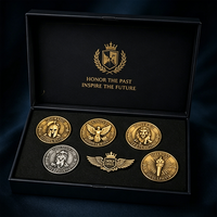 Ensemble de pièces commémoratives 3D en relief personnalisées, coffret cadeau, pièces souvenir en or antique, boîte de présentation, récompense événementielle, logo personnalisé OEM