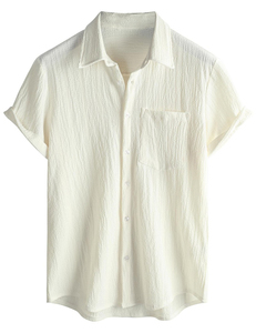 Camisas con cuello abotonado para hombre, 100% sarga de algodón, mezcla de tela transpirable, ropa de calle para eventos, costuras en contraste - Product Image 2