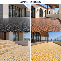 Revêtement décoratif perméable à l'eau en gravier lié à la résine, pavé de galets collé au polyuréthane transparent pour la cour de villa