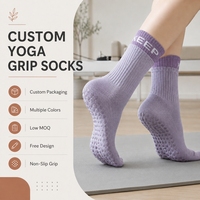 Chaussettes de Pilates personnalisées avec grip antidérapant, chaussettes de yoga en coton premium pour femmes, chaussettes de fitness Pilates avec logo en tricot jacquard