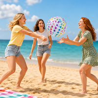 En stock - Ballon de plage gonflable Shengjin à pois et rayures arc-en-ciel - Unisexe 14+ - Parfait pour les fêtes d'été à la piscine