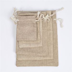 Recycled Natural Linen Drawstring Linen Gift <b>Mini</b> Jute Drawstring Gift Bag - Product Image 5