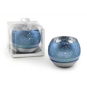 Portavelas Decorativo Azul Claro de 85x95 mm, Adorno Navideño - Product Image 1