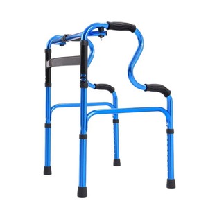Blue Aluminum Alloy <b>Walker</b> With Wheels For <b>Disabled</b> Standing Support Walking Aid - Product Image 3