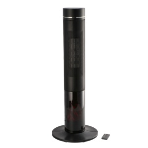 Ventilador de Torre con Calefactor y Control Remoto, Negro, 75 cm de Altura, Elemento Calefactor de Cerámica, Eficiente Energéticamente, Funcionamiento Silencioso - Product Image 1