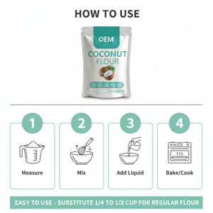 100% натуральная кокосовая мука: отличный источник клетчатки, низкое содержание жира, без ГМО, мелкая текстура для любых кулинарных нужд. - Product Image 4