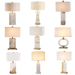 Lampe d'hôtel moderne lampe de luxe lampe de chevet led lampe de table en marbre éclairage bon marché avec bureau lumière d'albâtre naturelle