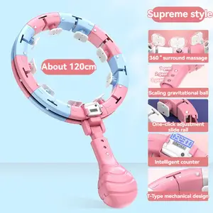 Пластиковый Регулируемый 10 съемных узлов, Утяжеленный розовый умный подсчет, кольцо для тренировки, обруч для похудения