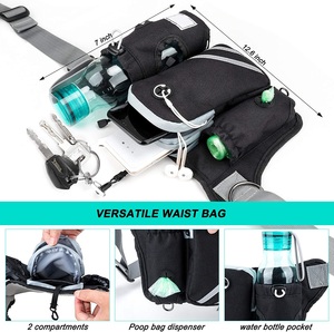 Correa de perro manos libres a la moda, bolsa dispensadora de caca elástica reflectante con doble ASA, cinturón ajustable - Product Image 5