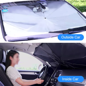 Pare-brise avant argenté innovant, protection solaire, <span class=keywords><strong>Parasol</strong></span> de voiture pliable, parapluie résistant aux Uv avec étui en cuir PU - Product Image 5