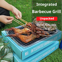 DD2588 Barbecue au charbon de bois portable miniature pour pique-niques en plein air, kit de grillades facile à installer, barbecue jetable pour le camping