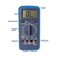 Multimètre numérique MY64(CE) - Testeur de résistance, de fréquence, de capacité, ampèremètre, testeur de tension, multimètre.