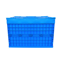 Caisse en PP opaque bleue haute capacité, pliable, recyclable, conteneur de manutention robuste, boîte en plastique empilable