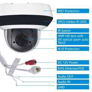 HIK 4MP 4X Outdoor IR Wi-Fi Mini Dome PTZ DS-<span class=keywords><strong>2DE2A404IW</strong></span>-<span class=keywords><strong>DE3</strong></span>/W(S6) การตรวจจับการเคลื่อนไหวไมโครโฟนในตัวกล้องรักษาความปลอดภัยเครือข่าย - Product Image 3