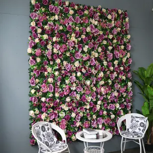 3D customized wall wedding decoration silk materials 40*60cm floral wall backdrop stage rose flower wall