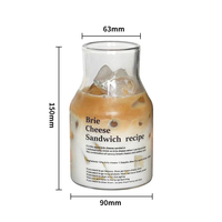 Gelas Kaca 650ml Kapasitas Besar Motif Huruf Gelas Minum untuk Teh Susu Kopi Air Jus Cold Brew Pasokan Grosir