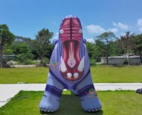 Décoration extérieure d'hippopotame de publicité réaliste de modèle de dessin animé gonflable géant