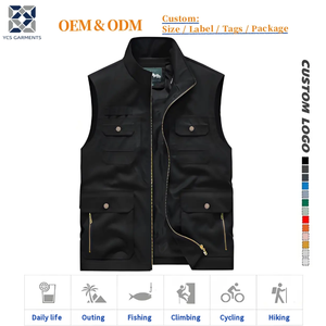 Chaleco Utilitario Casual Multibolsillos con Cremallera para Hombre |   Camisa de Trabajo Transpirable y Ecológica para Verano, Senderismo, Pesca, Actividades al Aire Libre, con Cuello Alto - Product Image 1