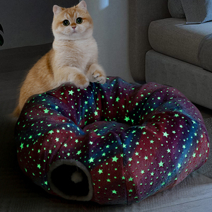 Cama plegable de lujo para gatos, cueva redonda, diseño de flores verdes, nido Rectangular para mascotas, juguete para amigos peludos - Product Image 5