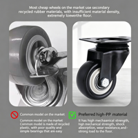 Roue pivotante en acier inoxydable, fer, nylon, caoutchouc, polyuréthane de 125 mm avec frein supérieur, capacité de 250 kg, chariot de cuisine commercial