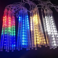 Lumières de pluie de météores LED blanches, lumières de tube de pluie de météores, étanches IP44, 4 m, lampe en forme de bâton de glace, intérieur/extérieur, Noël, vacances, jardin