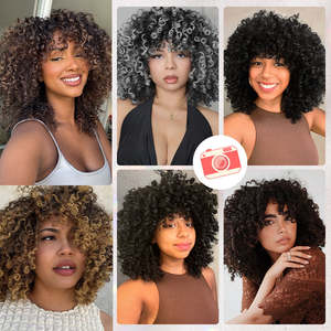 Extensiones de Cabello Afro Rizado Corto de Colores Mezclados al por Mayor, Ligeras, Fáciles de Usar, Aspecto Vibrante, Textura Natural, a la Moda - Product Image 6