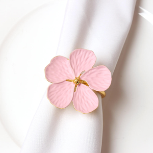 Portatovaglioli in Metallo di Alta Qualità Stile Smaltato <span class=keywords><strong>Fiore</strong></span> Bianco e Oro per Decorazione Tavola da Matrimonio - Product Image 4
