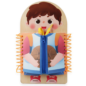 Divertido vestido de vida básico entrenamiento de Motor sensorial creativo niños corbata cordones bebé habilidades actividad ocupado niños tablero de madera juguete - Product Image 1