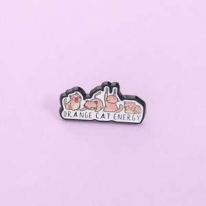 Spilla Smaltata Arancione per Energia, Amore per Tutti i Gatti, Distintivo da Bavero, Gioielli con Animali Carini - Product Image 1