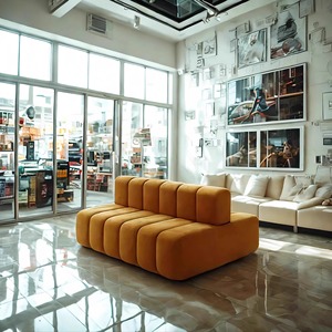 Sofá de Hotel con Respaldo de Doble Cara, Diseño Artístico en Terciopelo Resistente para Vestíbulos, Salas de Espera y Áreas de Recepción - Product Image 5