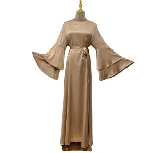 Elegant 2021 Satin Modern Fashion frauen kleid Islamic India Dubai abaya kleidung türkisch islamische kleidung großhandel