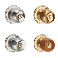 Serrure de porte sphérique universelle à clé, pour intérieur, chambre et salle de bain, design en bois à l'ancienne, fonctionnement silencieux, en acier inoxydable
