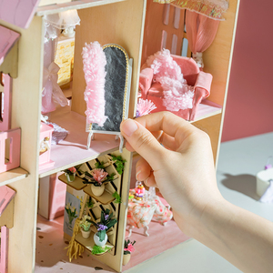 KNOWME Belle Princesse Miniature <span class=keywords><strong>Maison</strong></span> <span class=keywords><strong>de</strong></span> Poupée Meubles Grand Ensemble <span class=keywords><strong>de</strong></span> Jeu en Bois pour les Âges 8 + Mini Toy Style-Vente en Gros - Product Image 3