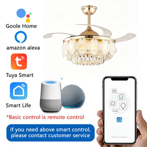 Elegante Ventilatore da Soffitto in Cristallo Stile Francese Romantico <span class=keywords><strong>per</strong></span> Camera da Letto e Sala da Pranzo, Lampadario Moderno Silenzioso Regolabile a 3 Colori - Product Image 3