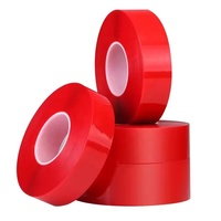 Ruban adhésif acrylique double face en papier de support PET rouge pour la fermeture de cartons, la suspension d'images et le levage de tapis