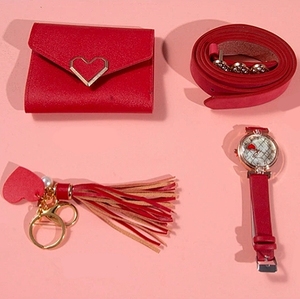 IStapromo Gifts Women's Gift Box Red Luxury Watch <b>Perfume</b> Brooch Lipstick Belt Gift Set for Valentine's Day - Product Image 6