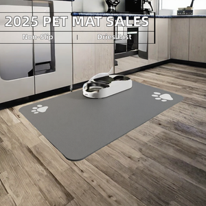 Tapis d'alimentation carré pliable de luxe en caoutchouc pour animaux de compagnie, imperméable, à séchage rapide, antidérapant, pour gamelle d'eau et nourriture, collection 2025 – Ventes Flash - Product Image 2