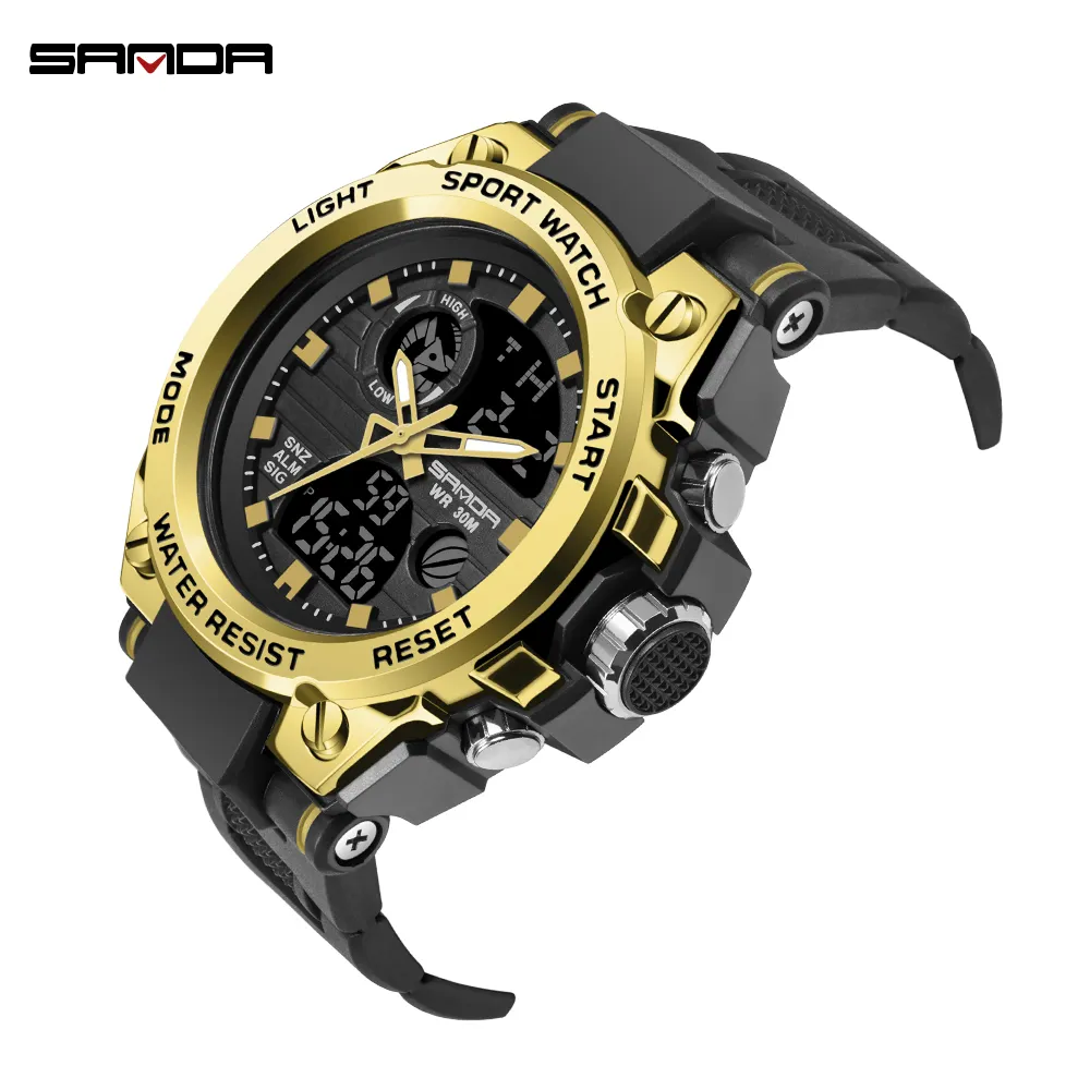 SANDA 739 wholesale China gents digital watch best rubber strap waterproof Luminous sports hot sell outdoor popular reloj watch