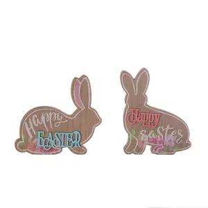 2024 New Spring Easter Wooden Rabbit Ornaments Easter Party Table Decoration Festival Gift