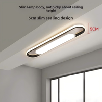 Lustre ovale long en acrylique moderne et minimaliste pour la maison, le bureau, le salon, le couloir, l'allée, l'entrée, éclairage de plafond LED modulable