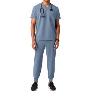 Set di scrub medici con LOGO personalizzato da uomo divise ospedaliere intrecciate per <span class=keywords><strong>lavoro</strong></span> da salone di bellezza <span class=keywords><strong>infermiere</strong></span>, tra cui pantaloni dritti - Product Image 2