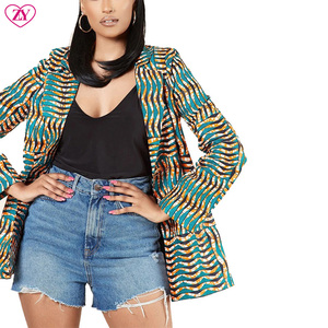 <span class=keywords><strong>Blazer</strong></span> Doppiopetto da Donna Taglie Forti con Stampa Africana, Giacca Ankara, Cappotto Dashiki, Realizzato su Misura, 100% Cotone, per la Vita Quotidiana - Product Image 3