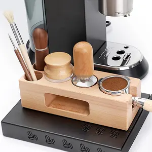 Wooden Espresso Coffee Accessories Coffee Tamper Holder Barista Multifunctional Solid Wood Coffee Tamper Station