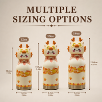Bouteille isotherme en acier inoxydable avec couvercle motif animal, sans BPA, double paroi, anti-fuite pour enfants