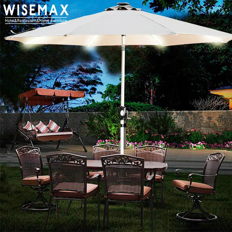 Wisemax Meubelen Outdoor Patio Set Paraplu Met Dikke Aluminium Handvat Metalen Base Outdoor Tuin Parasol