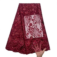 Tissu en dentelle à sequins français, maille brodée, textile en filet pour robe de soirée pour femmes