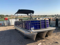 Bateau ponton de luxe en aluminium soudé certifié CE de 9 m (30 pieds) pour la pêche en lac et en rivière, moteur hors-bord 150 CV, vitesse de 40-50 km/h